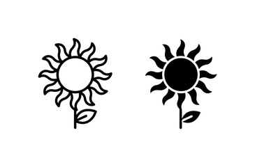 Fototapeta premium Sunflower Icons, Vector Flower Graphics, Simple Floral Symbols