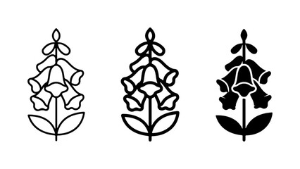 Digitalis Foxglove Icons, Botanical Vector Illustrations, Floral Line Art Set © Image World
