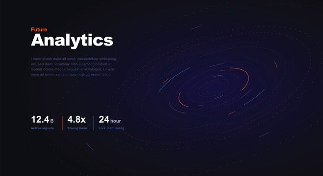 Business future data analytics technology background abstract futuristic digital orbital dashboard screen layout text presentation dynamic template