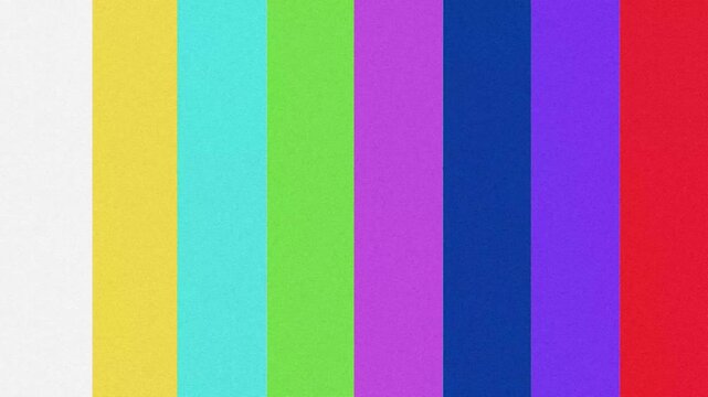 Vibrant vertical color bars creating a classic television test pattern for signal broadcast and screen calibration