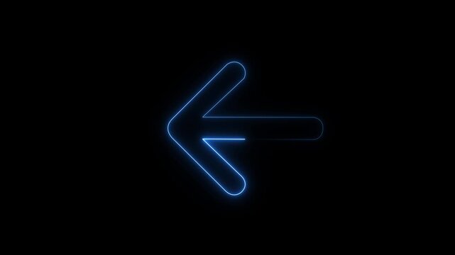 Neon arrow right to left direction concept . Arrow pointing right side, beautiful left side neon arrow icon animation on black background- 4k black background icon animation