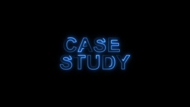 glowing neon case study text icon animation on black background. neon case study sign. red neon case study video animation- 4k black background icon animation