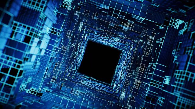 Metallic technological cube board background, 3d rendering.