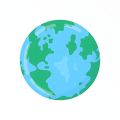 Obraz premium Cute Earth Planet Cartoon Icon Isolated on White Background