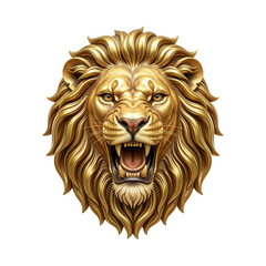 Obraz premium Golden Lion Head Roaring Isolated Vector Illustration