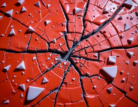Vibrant Orange Surface Shattering Dramatic Impact Scene
