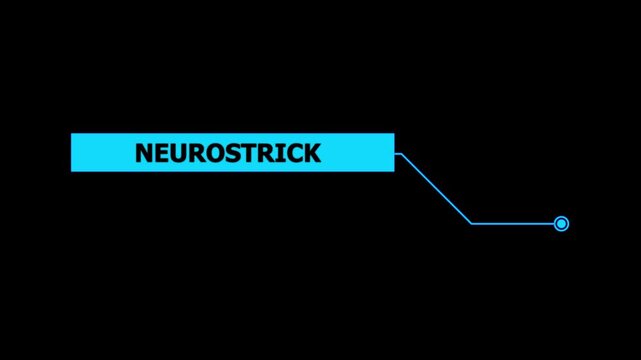Animation of Callout, HUD UI elements on black color background. Animation of HUD elements with text "Neurostrick". Callout futuristic hud animation digital white tone six pack on the black screen .