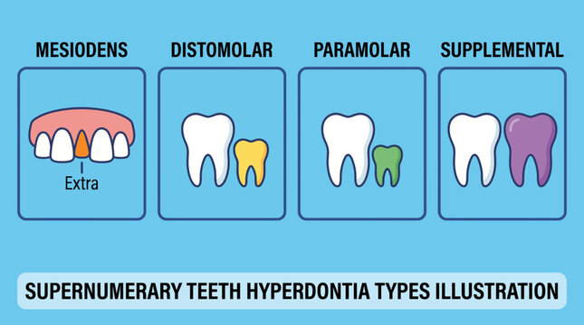 Supernumerary Teeth Hyperdontia Types Illustration