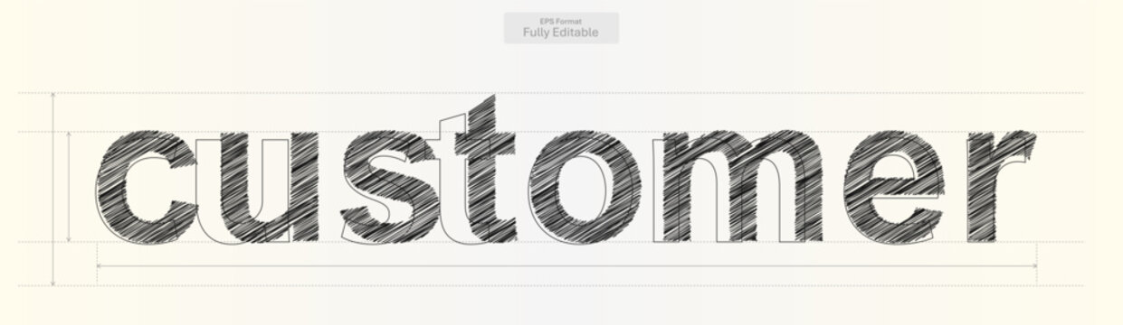 Customer Word with Precise Typography Lines for Business Design