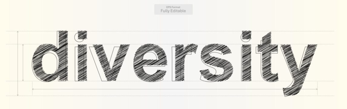 Diversity Word with Precise Typography Lines for Business Design