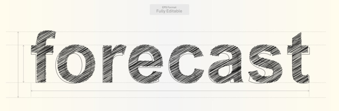 Forecast Word with Precise Typography Lines for Business Design