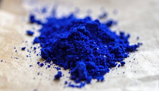 Vibrant crushed lapis lazuli pigment powder in intense blue