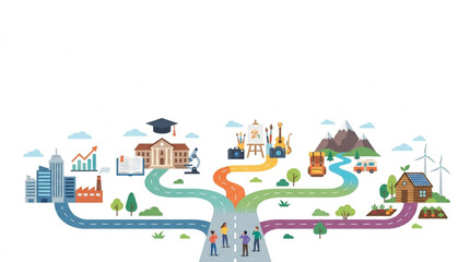 Naklejka premium Diverse pathways to personal and professional growth and success