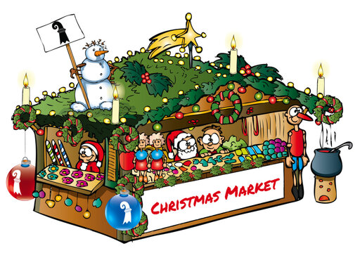 a festive Christmas market stall in Basel, Switzerland
