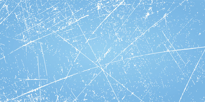 Winter blue background with a hockey scratched ice texture.Vector