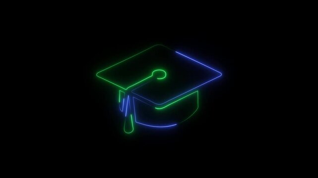 Graduation Hat Cap Flat Animation for Apps and Websites Learning Platform Icons and Modern Education Technology Visuals