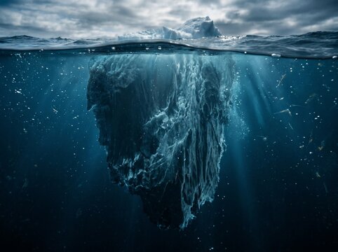 iceberg ocean underwater view global warming  
