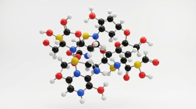 Molecular structure model, chemistry education element, isolated on white background
