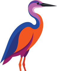 Obraz premium Colorful stylized illustration of a heron bird standing in profile