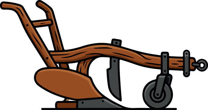 Traditional Wooden Farm Plow Tool