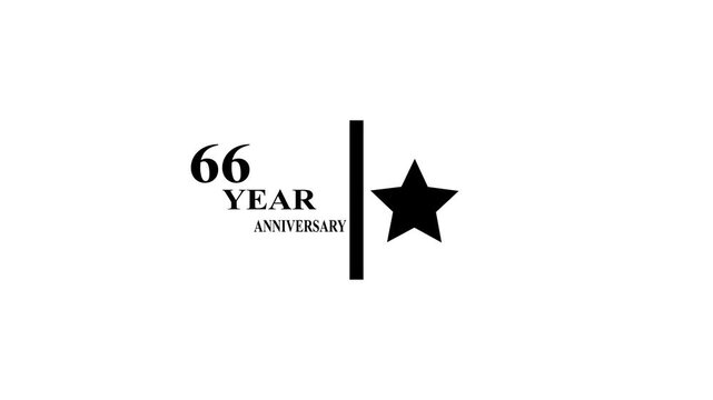 66 Years Anniversary Motion Graphic 4K footage with star.  Particles and Number, Animated 66 years  Wishes ,white  Background with alpha channel 4k animation video.
