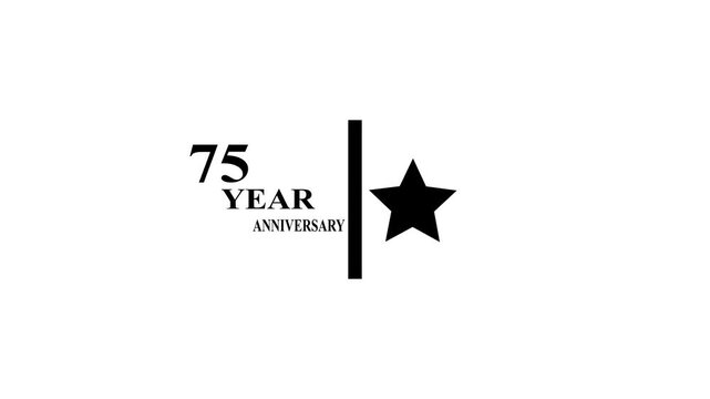 75 Years Anniversary Motion Graphic 4K footage with star.  Particles and Number, Animated 75 years  Wishes ,white  Background with alpha channel 4k animation video.