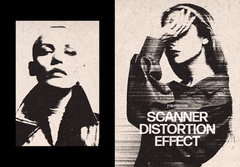 Scanner Distortion Photo Effect – Bad Printer for Poster & Social Media (PSD)