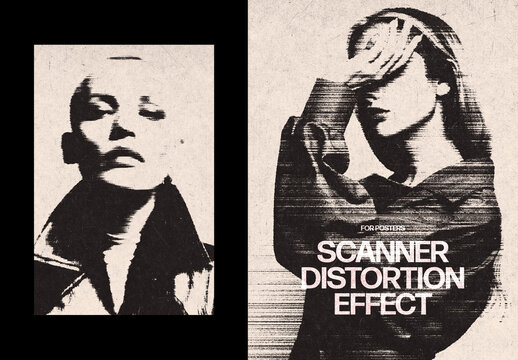 Scanner Distortion Photo Effect &ndash; Bad Printer for Poster & Social Media (PSD)