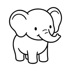 Obraz premium Cute little elephant cartoon drawing character isolated on a simple white background sketch
