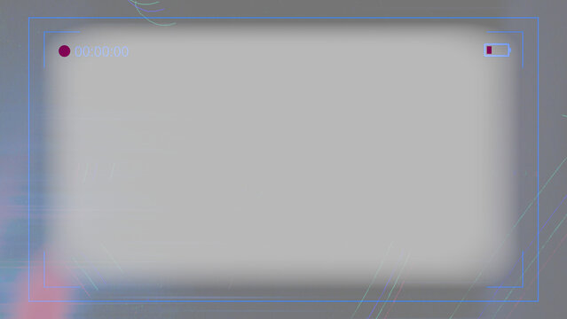 Camera viewfinder recording interface with red dot timecode and digital lens flares against transparent checkered background, concept of video production template