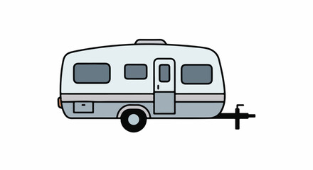 Obraz premium A light blue and grey trailer with windows and a door
