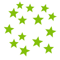 Fototapeta premium Green Five-Pointed Stars Vector Icon, Isolated Transparent Background for Rating and Review Concepts in Digital Design