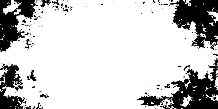 Abstract textured overlay with distressed grunge effect, black ink splatters on white background, vintage frame element.
