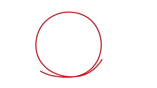 Set of circle, round, frame, buble, outline self drawing animation. Red line animated on white background. Copy space	