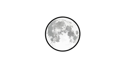 Detailed full moon with craters and black outline © yanto
