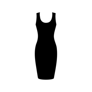 Sleek Black Sheath Dress Vector Icon, Minimalist Fashion Silhouette, Elegant Apparel Graphic