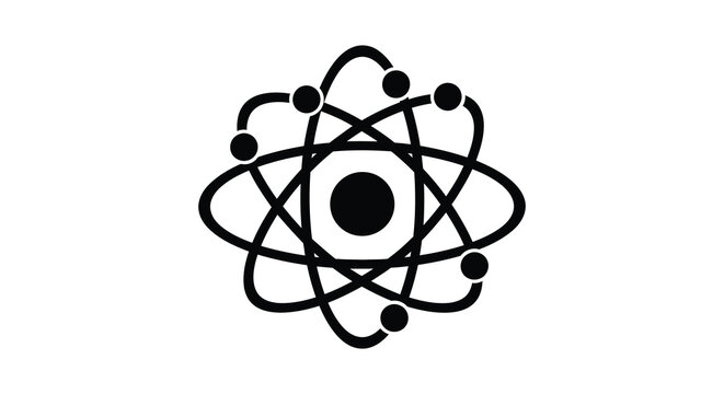 atom model silhouette nucleus electrons orbits science