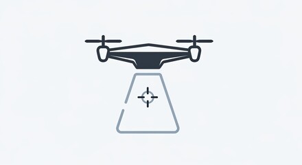 Naklejka premium Black silhouette of a drone with scanning signal field.