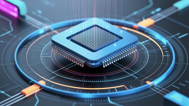 Single quantum processor chip on circuit board representing quantum supremacy concept and computational advantage.