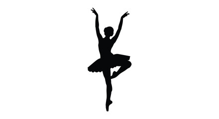 ballerina silhouette on white background dancer graceful © IMkM00i76
