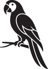 Obraz premium Black Parrot Silhouette Perched on Branch, Generative Ai
