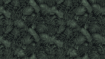 Tropical leaves pattern, jungle foliage seamless background, exotic botanical print © yes