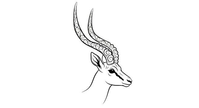 Black line art profile of a gazelle antelope head.
