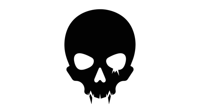 Black vampire skull silhouette with fangs icon