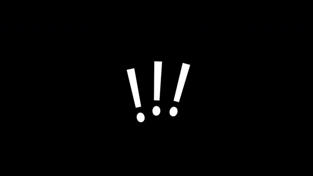 Exclamation Marks Pop Out and Wiggle Animation with Alpha Channel, 4K
