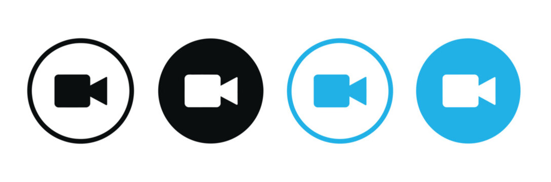 video camera call icon vector set with online meeting video chat and communication symbols vector illustration concept design.
