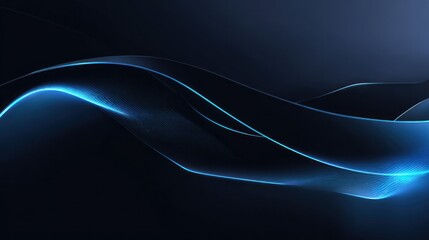 Obraz premium Abstract glowing blue light waves flowing over dark background
