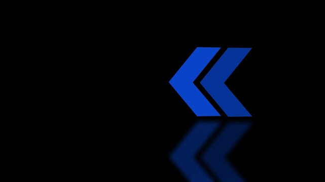 Blue Chevron Arrow Reflection Animation Navigation Direction Motion Graphic 4K