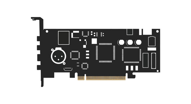 computer graphics card isolated on a white background silhouette