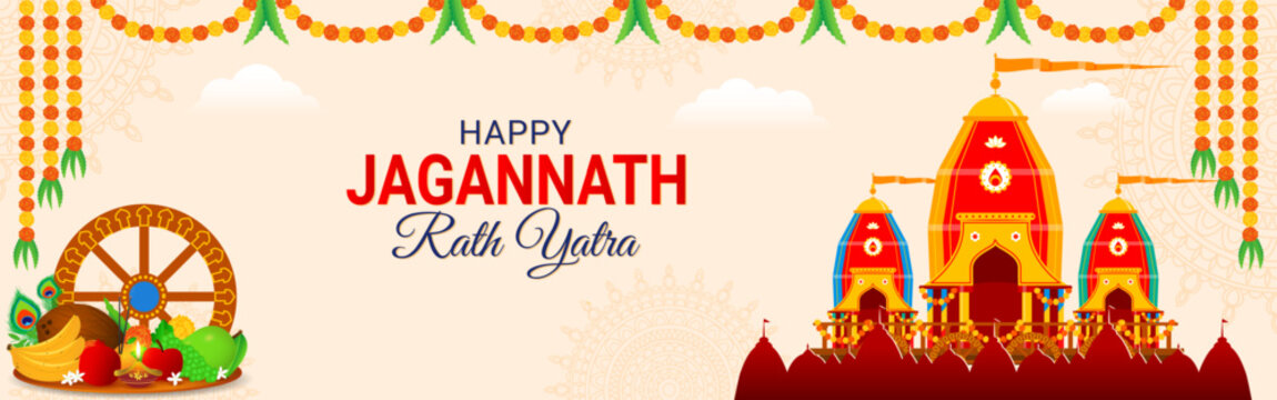 Vector illustration of Happy Ratha Yatra social media template